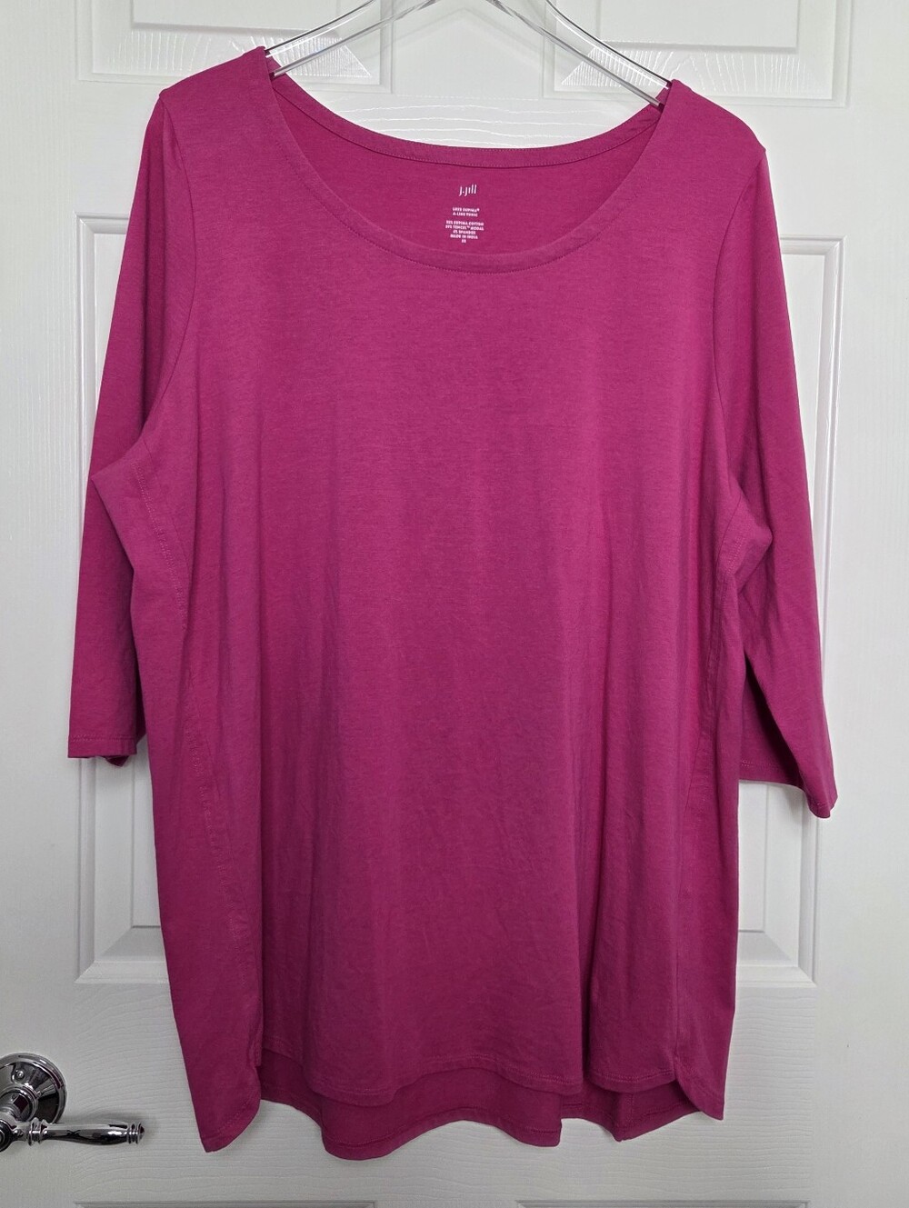 J Jill Luxe Supima A-Line Tunic Top Womens Size 2X Pink 3/4 Sleeve Stretch